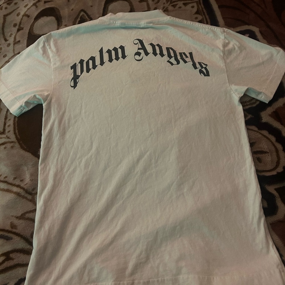 Palm Angels White and Black Short Sleeve Tee
